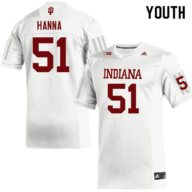 Youth #51 Parker Hanna Indiana Hoosiers College Football Jerseys Sale-White